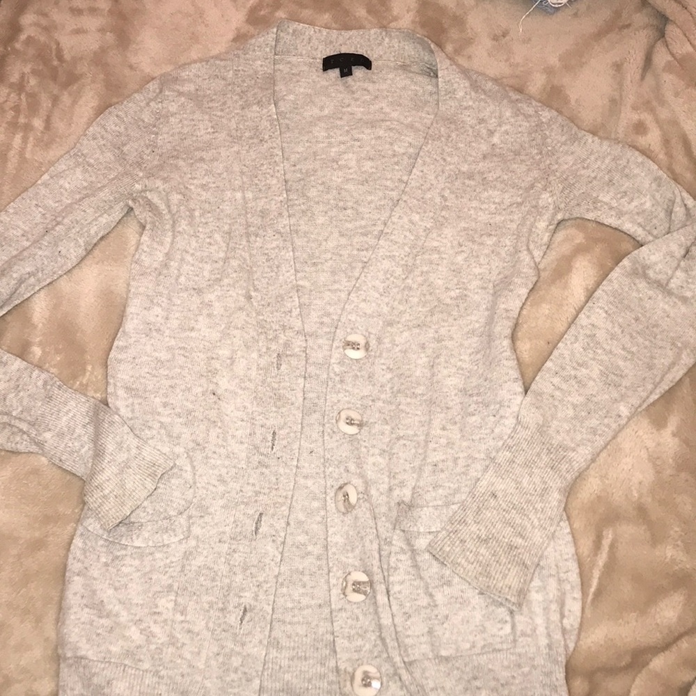 Heather Gray Sweater with Marble colored Buttons